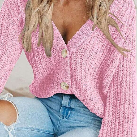 Women's Chunky Knit Open Front Sweater Multi Sz - Picture 6 of 7